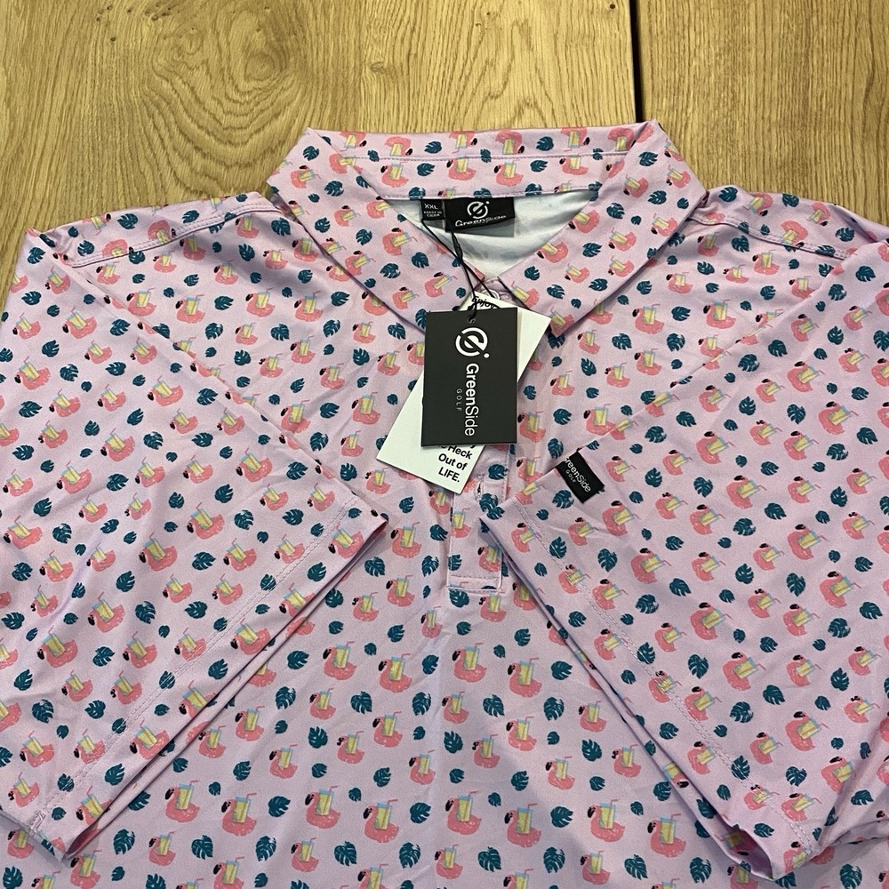 Greenside Golf Polo Mini Fizz Lemonade Print XXL Performance New W Tags